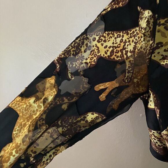 DUNDAS X Revolve dress Gloria Cats Print Gold Black Mini Short Sz XS NWT $348 - Picture 10 of 15